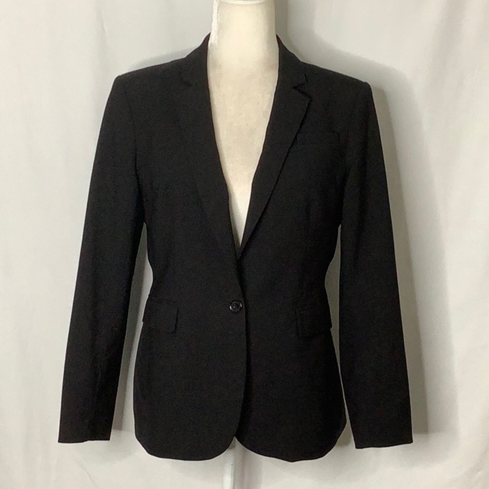 Banana Republic Classic Black Minimalist Wool Blazer Size 10P